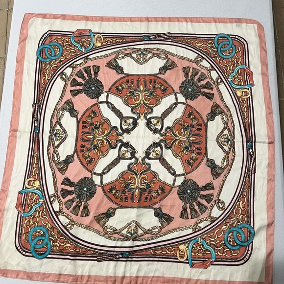 VINTAGE Tassel &Rope silk Scarf PINK,turquoise white
SQUAR SILK SCARF 27X27 - Picture 1 of 8